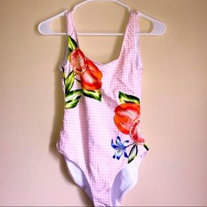 Anthropologie Onia Coral Kelly Gingham Swimsuit L